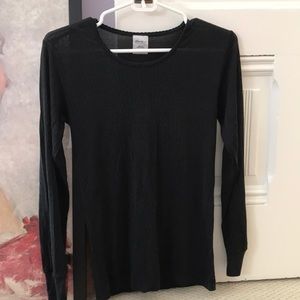 Black silk long sleeve shirt